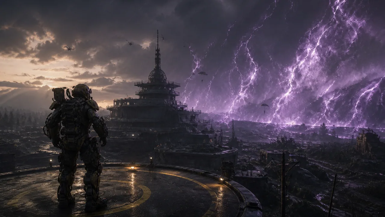 Exoborne guide art — storm zones and extract risk on Windows PC